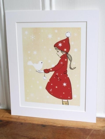Elle and the snow dove giclee print £28, Belle & Boo